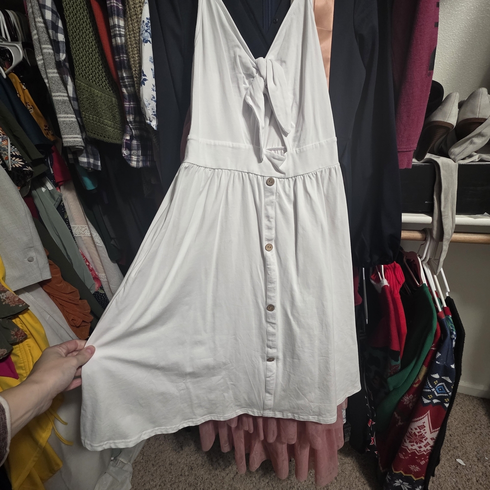 White Button-Front Dress